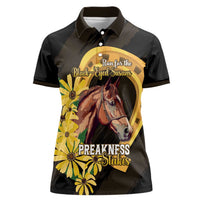 Personalized Preakness Horse Racing Women Polo Shirt Horseshoe With Black-Eyed Susans