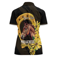 Personalized Preakness Horse Racing Women Polo Shirt Horseshoe With Black-Eyed Susans