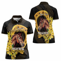 Personalized Preakness Horse Racing Women Polo Shirt Horseshoe With Black-Eyed Susans