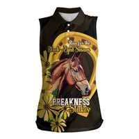 Personalized Preakness Horse Racing Women Sleeveless Polo Shirt Horseshoe With Black-Eyed Susans