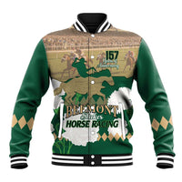 Personalized Belmont Horse Racing Baseball Jacket 157th Anniversary Run For The Carnations
