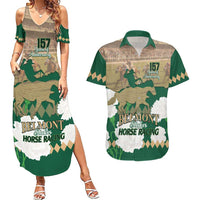 Personalized Belmont Horse Racing Couples Matching Summer Maxi Dress and Hawaiian Shirt 157th Anniversary Run For The Carnations