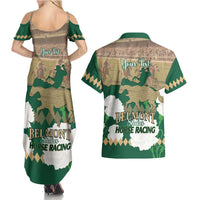 Personalized Belmont Horse Racing Couples Matching Summer Maxi Dress and Hawaiian Shirt 157th Anniversary Run For The Carnations