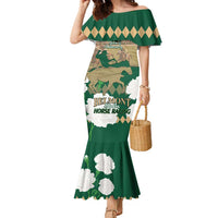 Personalized Belmont Horse Racing Family Matching Mermaid Dress and Hawaiian Shirt 157th Anniversary Run For The Carnations