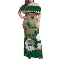 Personalized Belmont Horse Racing Family Matching Off Shoulder Maxi Dress and Hawaiian Shirt 157th Anniversary Run For The Carnations