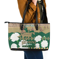 Personalized Belmont Horse Racing Leather Tote Bag 157th Anniversary Run For The Carnations