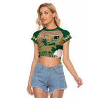 Personalized Belmont Horse Racing Raglan Cropped T Shirt 157th Anniversary Run For The Carnations