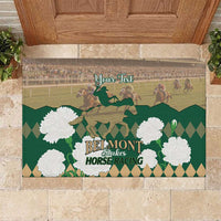 Personalized Belmont Horse Racing Rubber Doormat 157th Anniversary Run For The Carnations