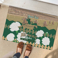 Personalized Belmont Horse Racing Rubber Doormat 157th Anniversary Run For The Carnations