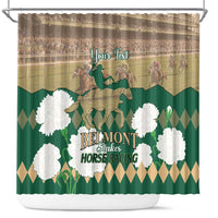 Personalized Belmont Horse Racing Shower Curtain 157th Anniversary Run For The Carnations