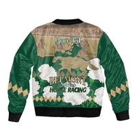 Personalized Belmont Horse Racing Sleeve Zip Bomber Jacket 157th Anniversary Run For The Carnations
