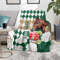 Personalized Belmont Horse Racing Blanket Jewel Cocktail With White Carnations