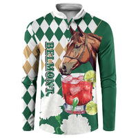 Personalized Belmont Horse Racing Button Sweatshirt Jewel Cocktail With White Carnations
