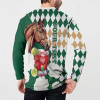 Personalized Belmont Horse Racing Button Sweatshirt Jewel Cocktail With White Carnations