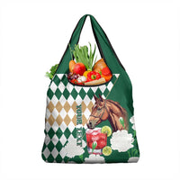 Personalized Belmont Horse Racing Grocery Bag Jewel Cocktail With White Carnations