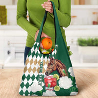 Personalized Belmont Horse Racing Grocery Bag Jewel Cocktail With White Carnations