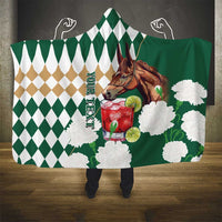 Personalized Belmont Horse Racing Hooded Blanket Jewel Cocktail With White Carnations