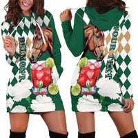 Personalized Belmont Horse Racing Hoodie Dress Jewel Cocktail With White Carnations
