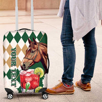 Personalized Belmont Horse Racing Luggage Cover Jewel Cocktail With White Carnations