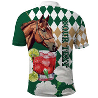 Personalized Belmont Horse Racing Polo Shirt Jewel Cocktail With White Carnations