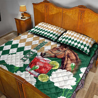 Personalized Belmont Horse Racing Quilt Bed Set Jewel Cocktail With White Carnations