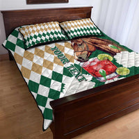 Personalized Belmont Horse Racing Quilt Bed Set Jewel Cocktail With White Carnations