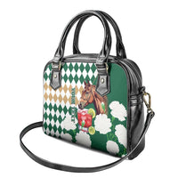 Personalized Belmont Horse Racing Shoulder Handbag Jewel Cocktail With White Carnations