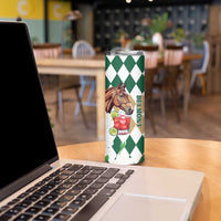 Personalized Belmont Horse Racing Skinny Tumbler Jewel Cocktail With White Carnations