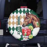 Personalized Belmont Horse Racing Spare Tire Cover Jewel Cocktail With White Carnations