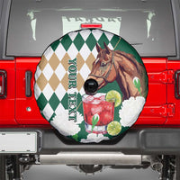Personalized Belmont Horse Racing Spare Tire Cover Jewel Cocktail With White Carnations