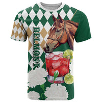 Personalized Belmont Horse Racing T Shirt Jewel Cocktail With White Carnations