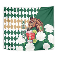 Personalized Belmont Horse Racing Tapestry Jewel Cocktail With White Carnations