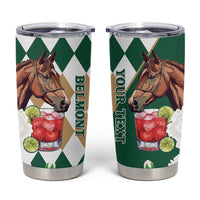 Personalized Belmont Horse Racing Tumbler Cup Jewel Cocktail With White Carnations