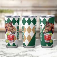 Personalized Belmont Horse Racing Tumbler Cup Jewel Cocktail With White Carnations