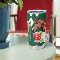 Personalized Belmont Horse Racing Tumbler Cup Jewel Cocktail With White Carnations