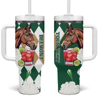 Personalized Belmont Horse Racing Tumbler With Handle Jewel Cocktail With White Carnations