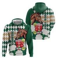 Personalized Belmont Horse Racing Zip Hoodie Jewel Cocktail With White Carnations