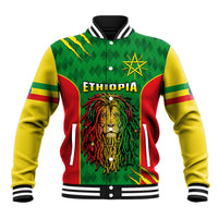 Personalised Ethiopia Baseball Jacket Men's Dreadlock Rasta Lion Headphones - Wonder Print Shop
