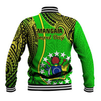 Polynesian Pride Cook Islands Baseball Jacket Mangaia Gospel Day Green Version - Wonder Print Shop