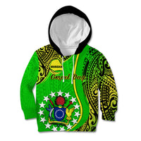 Polynesian Pride Cook Islands Kid Hoodie Mangaia Gospel Day Green Version - Wonder Print Shop