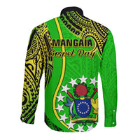 Polynesian Pride Cook Islands Long Sleeve Button Shirt Mangaia Gospel Day Green Version - Wonder Print Shop