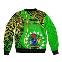 Polynesian Pride Cook Islands Sleeve Zip Bomber Jacket Mangaia Gospel Day Green Version - Wonder Print Shop