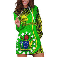 Personalised Cook Islands Hoodie Dress Mangaia Gospel Day Green Version - Wonder Print Shop