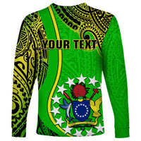 Personalised Cook Islands Long Sleeve Shirt Mangaia Gospel Day Green Version - Wonder Print Shop