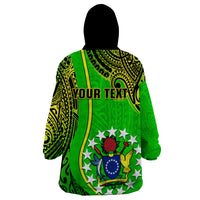 Personalised Cook Islands Wearable Blanket Hoodie Mangaia Gospel Day Green Version - Wonder Print Shop