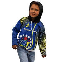 Personalised Cook Islands Kid Hoodie Mangaia Gospel Day Blue Version - Wonder Print Shop