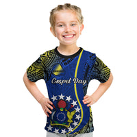Personalised Cook Islands Kid T Shirt Mangaia Gospel Day Blue Version - Wonder Print Shop