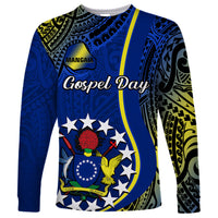 Personalised Cook Islands Long Sleeve Shirt Mangaia Gospel Day Blue Version - Wonder Print Shop
