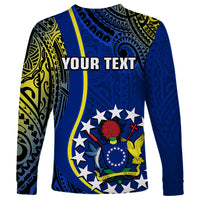 Personalised Cook Islands Long Sleeve Shirt Mangaia Gospel Day Blue Version - Wonder Print Shop