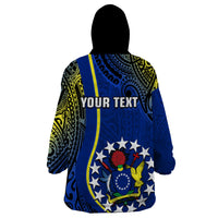Personalised Cook Islands Wearable Blanket Hoodie Mangaia Gospel Day Blue Version - Wonder Print Shop